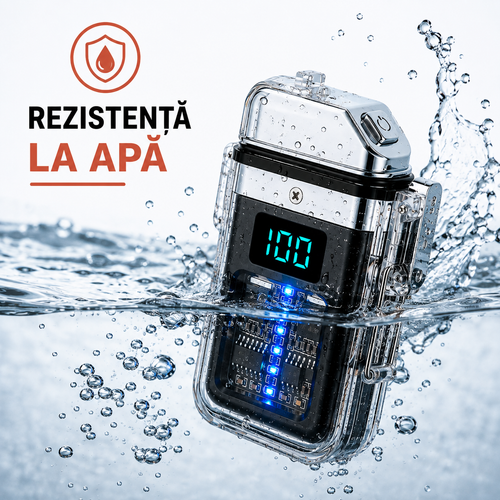 Brichetă Electrică Veșnică cu Arc Dublu Plasma - Reîncărcabilă USB, Rezistentă la Apă și Vânt